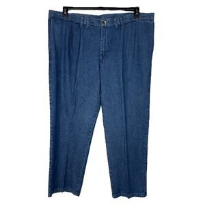 Lee Mens SZ 44x30 Big & Tall Relaxed Fit Pleated Jeans Pockets Zip-Fly Straight